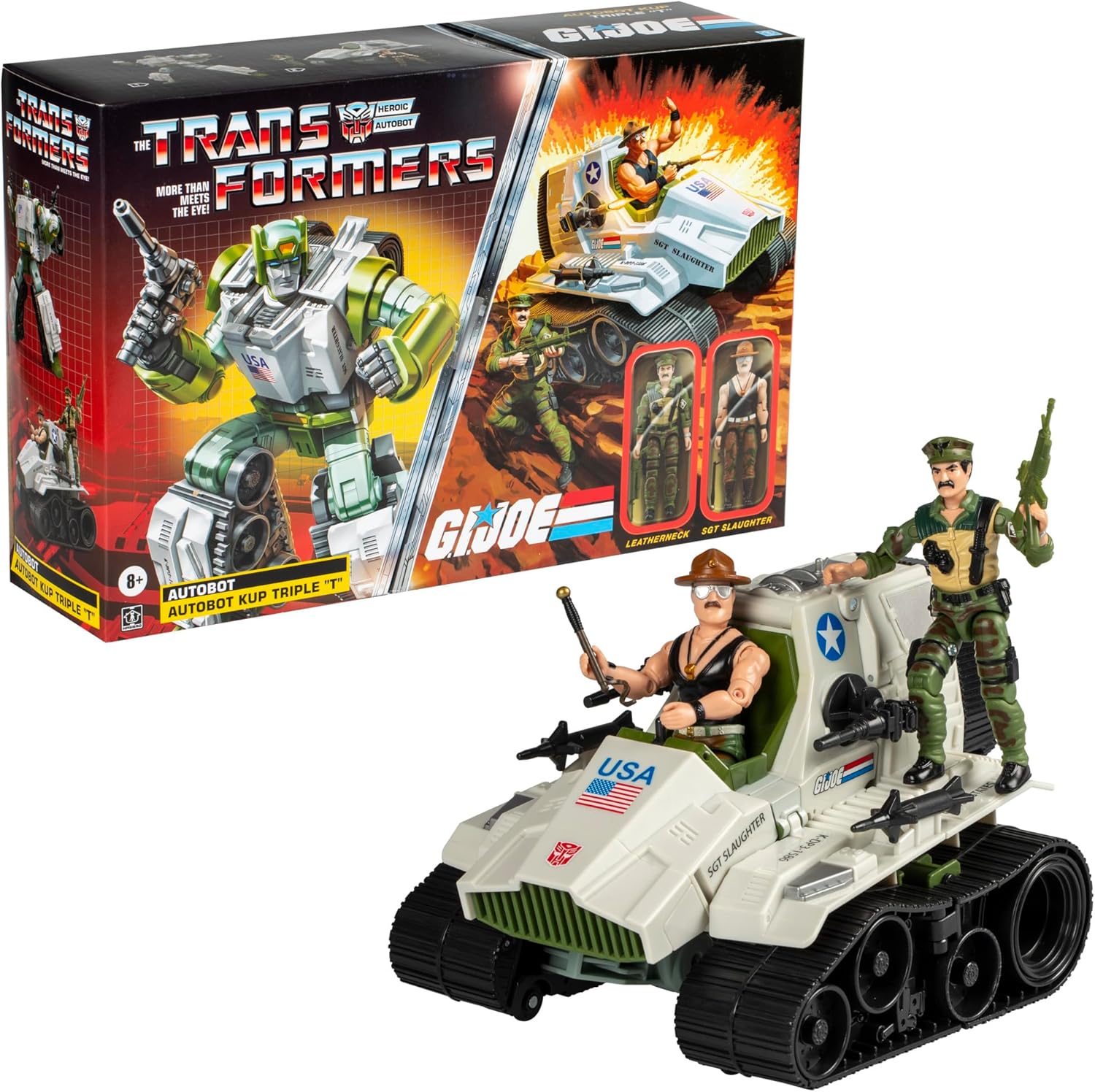 Transformers Collaborative G.I. Joe x Autobot Kup Triple T 9-Inch Action Figure, O-Ring 3.75-inch SGT Slaughter & Leatherneck Action Figures